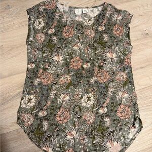 Joie Floral Print Blouse - Green and Pink